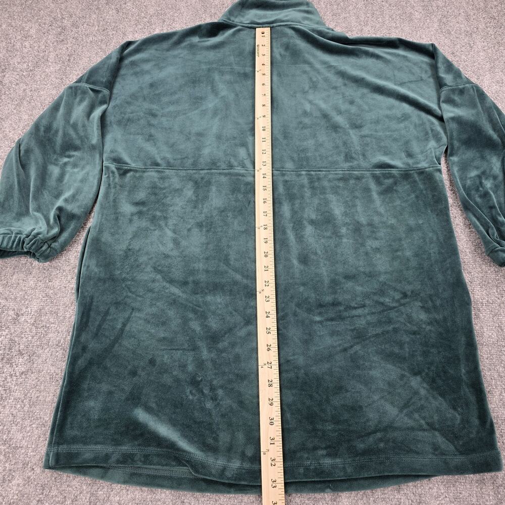 Anthropologie Sweater Dress Womens Medium Green Velour Saturday Sunday 1/4 Zip - Picture 8 of 16
